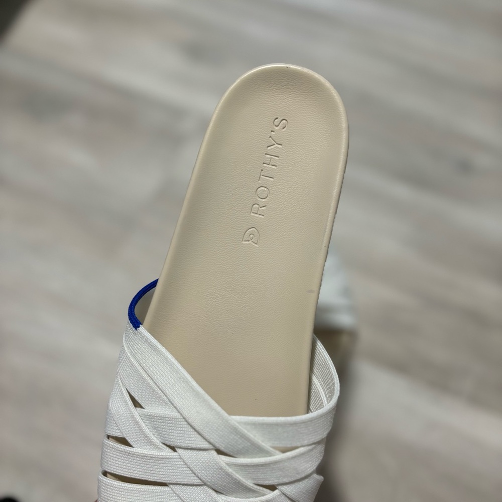 Rothy's Cream Woven Slide Sandals with Crisscross Straps - Picture 6 of 6